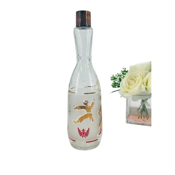 Vintage Arrow Vodka Bottle Gold Frosted Glass Decanter Russian Dancers - Picture 2 of 7